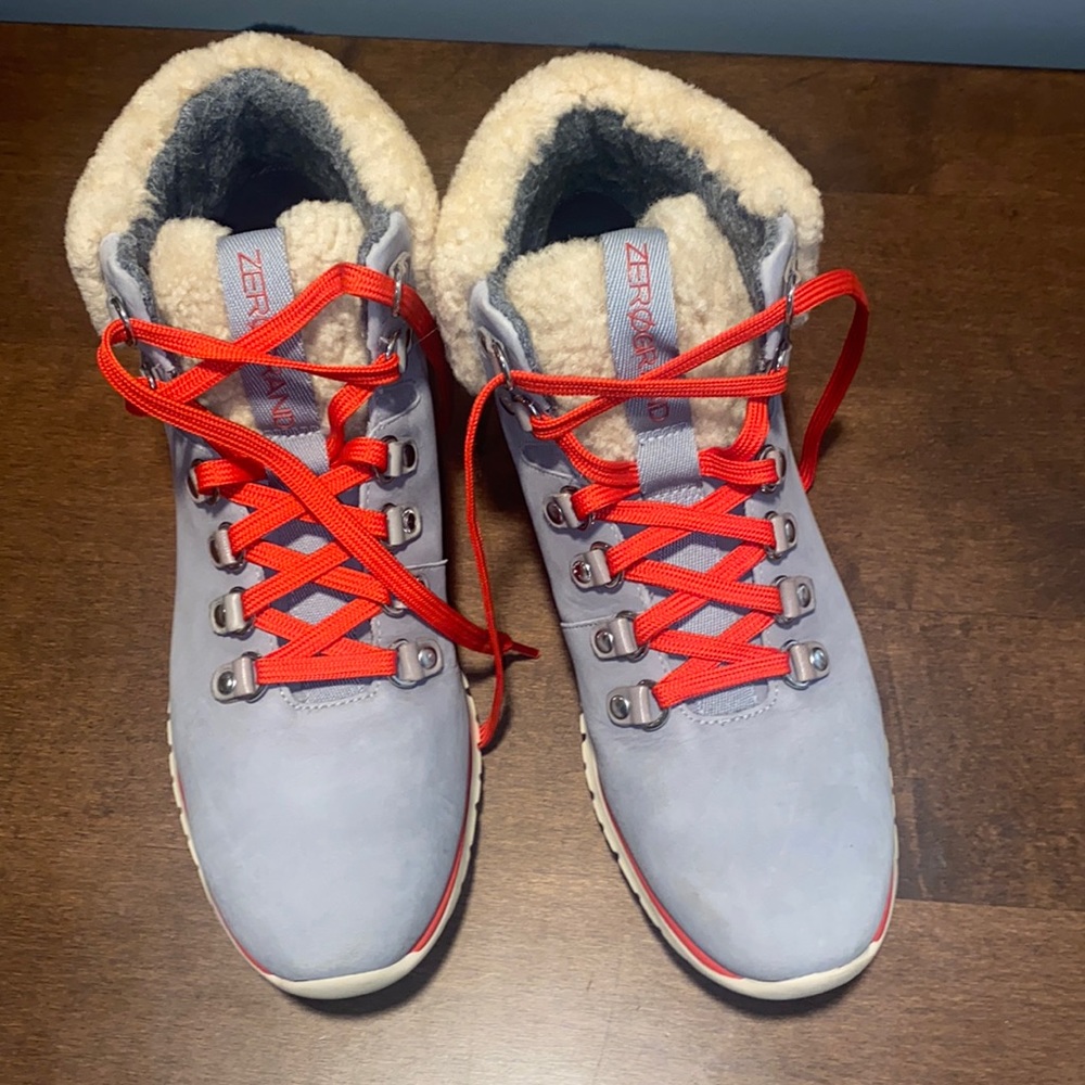 Cole Haan Zerogrand Waterproof Gray and Red Boots | Size 7.5